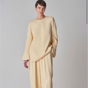 Co Peplum Sleeve Top in Satin Crepe L